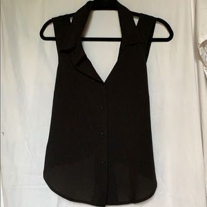Open back collared tank blouse
